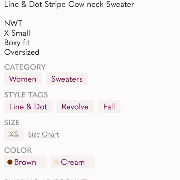 Line and Dot brown and cream striped Cow Neck Sweater! - Picture 5 of 5